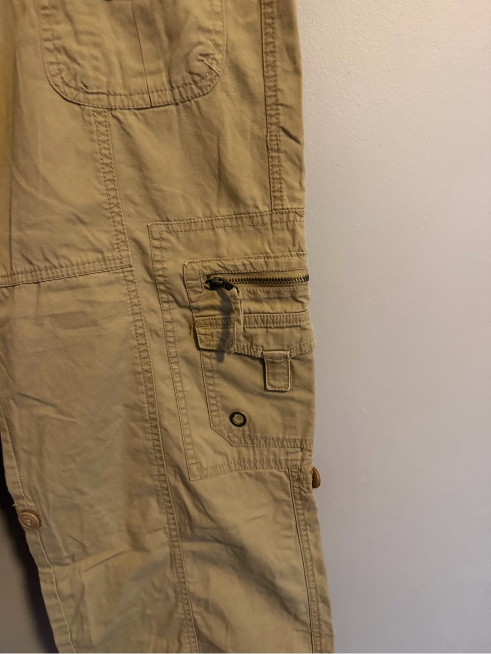 Khakis Brand Vintage Y2K Multi Pocket Utility Convertible Cargo Pants Khaki 8 - Picture 2 of 10